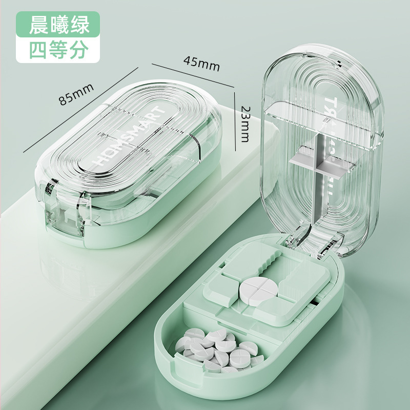 ミニピルカッター、ハーフクォーターディバイダー、旅行用小型ピルボックス、ポータブルピルカッターボックス|undefined
