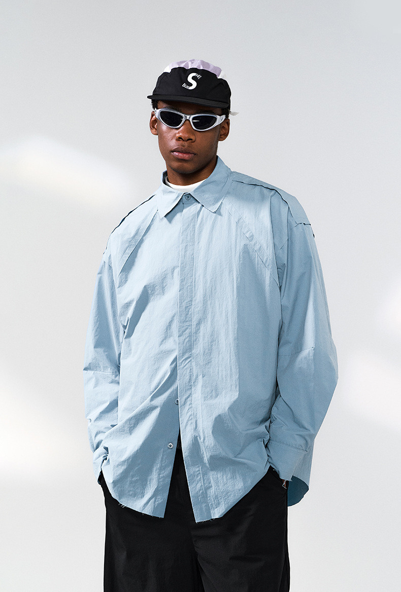Broken Edge Fashion Shirt for Men Streetwear Hip Hop Loose Causal