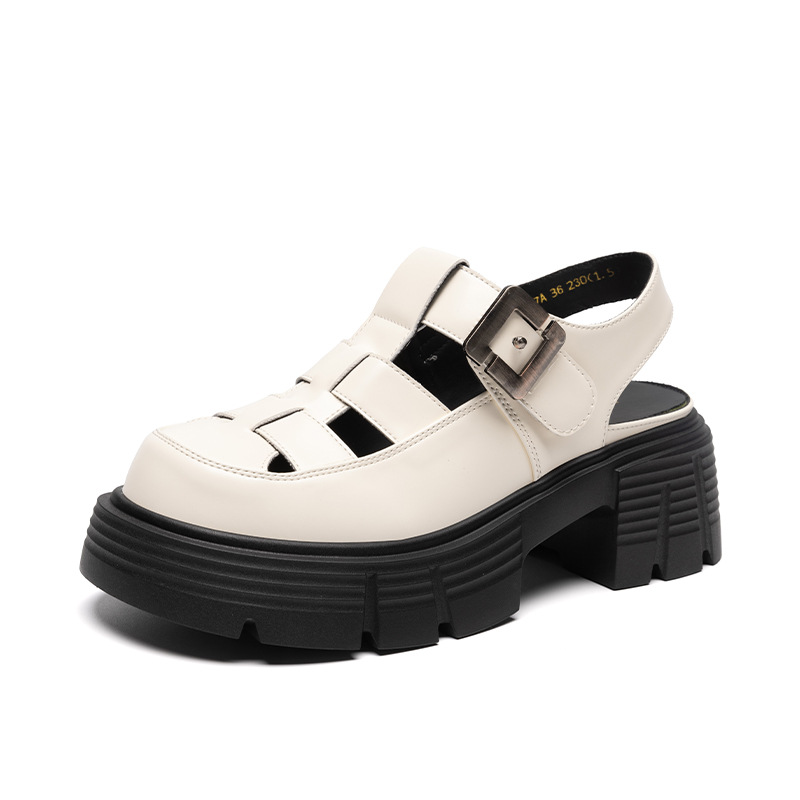 Sandal đế dày nữ phong cách Hàn Quốc quai chữ V tôn dáng — KN27 màu đen