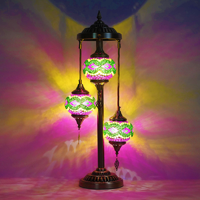 Glass Bohemian Living Room Restaurant Hotel Room Cafe Bedroom Exotic Turkish Retro Floor Lamp