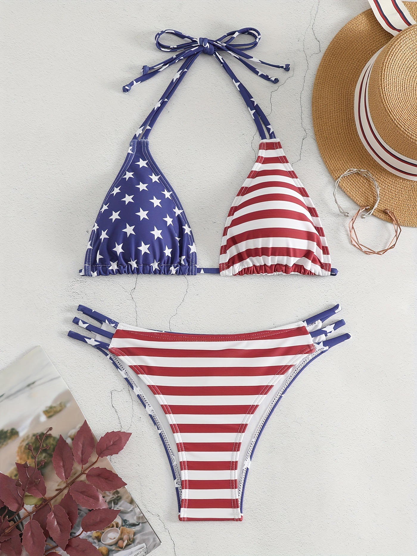 Traje de baño de las mujeres rayadas atractivas europeas y americanas todo partido Bikini de playa moda nuevo traje de baño dividido Bikini de comercio exterior