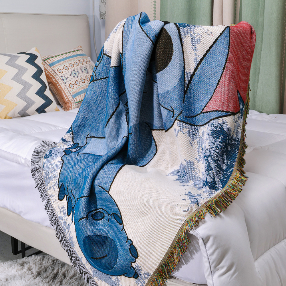 Cross-border retro Stitch cartoon tapestry carpet bay window cushion sofa towel sofa blanket outdoor camping blanket picnic mat