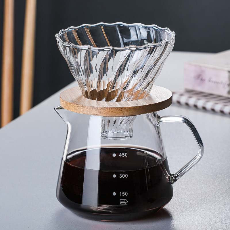 Factory wholesale glass hand coffee pot filter sharing pot household coffee pot can be loge