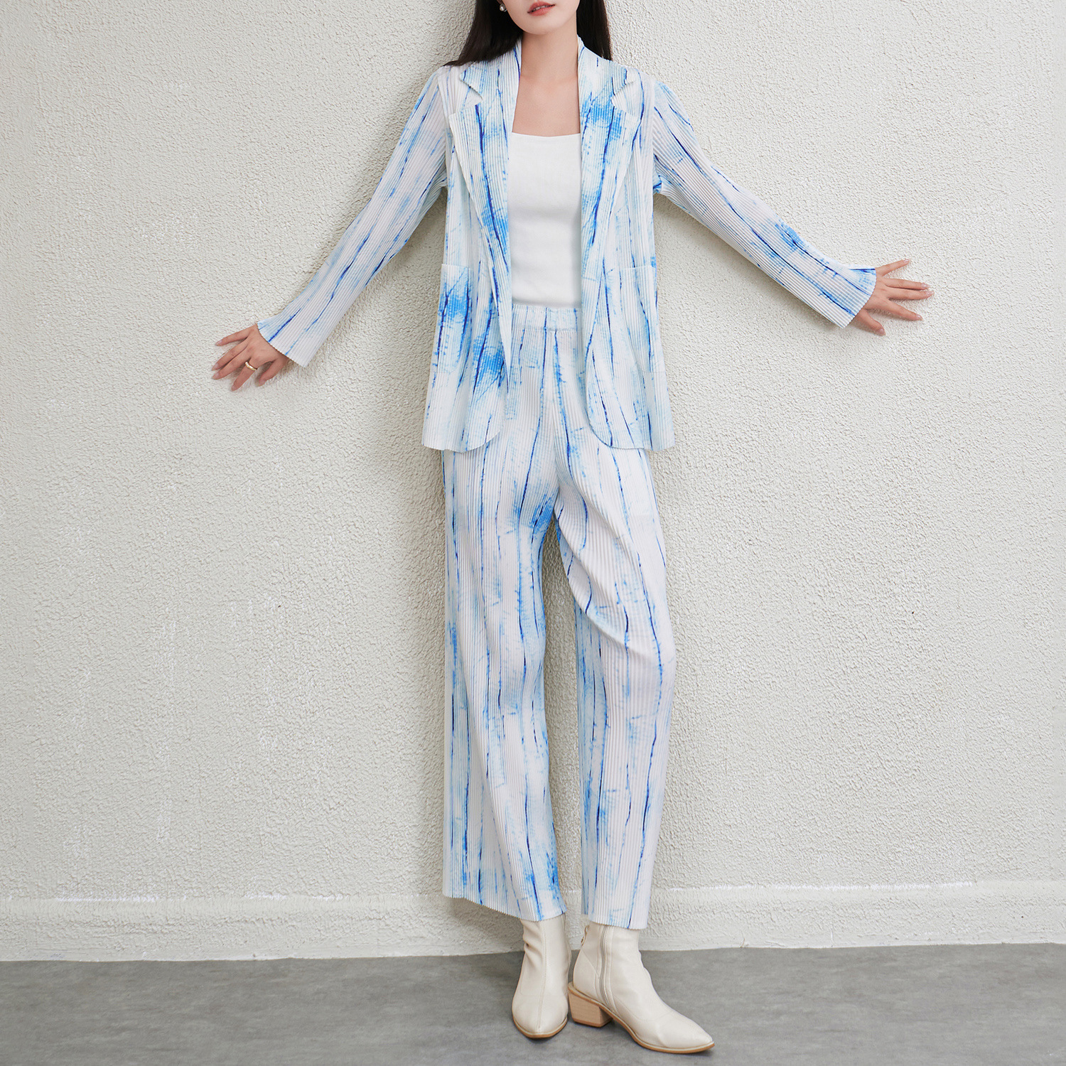 GraceChic, completo da donna di alta moda per pendolari, elegante, spesso, resistente, a righe leggere, in due pezzi_voghion.com