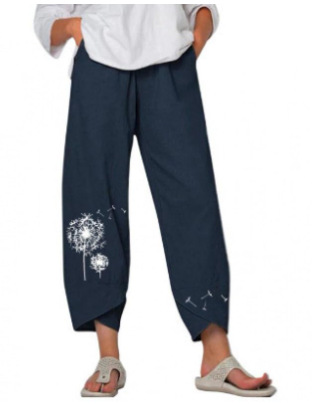 Lino de bambú 2023 nueva primavera suelta moda Impresión digital directa la fábrica pantalones casuales verano