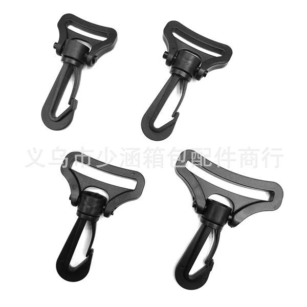 Manufacturers suitable for 25~51mm black plastic universal rotating hook webbing connection hook bag accessories supply