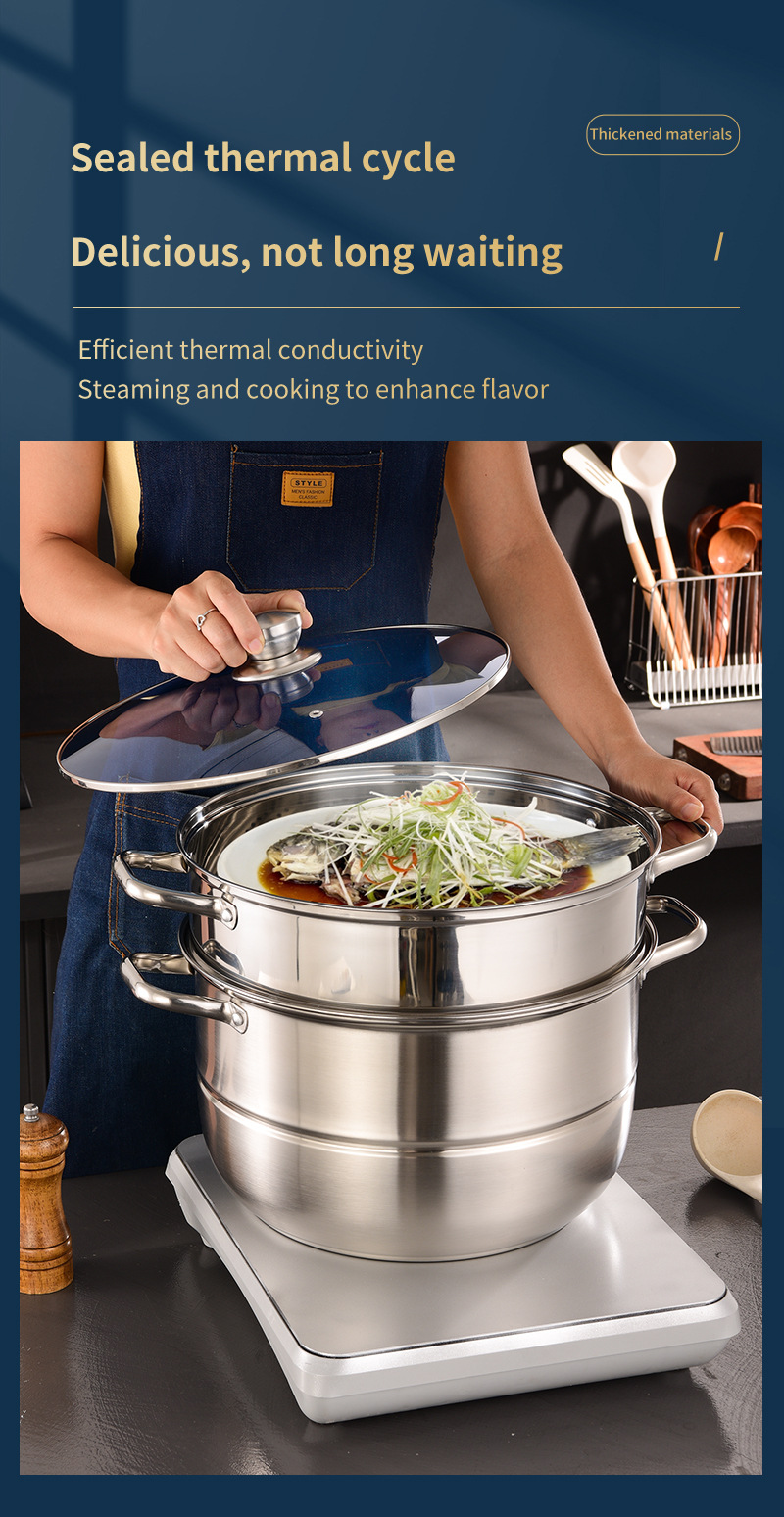 Stainless Steel Multifunctional Soup Pot And Steamer Cookware Set_voghion.com