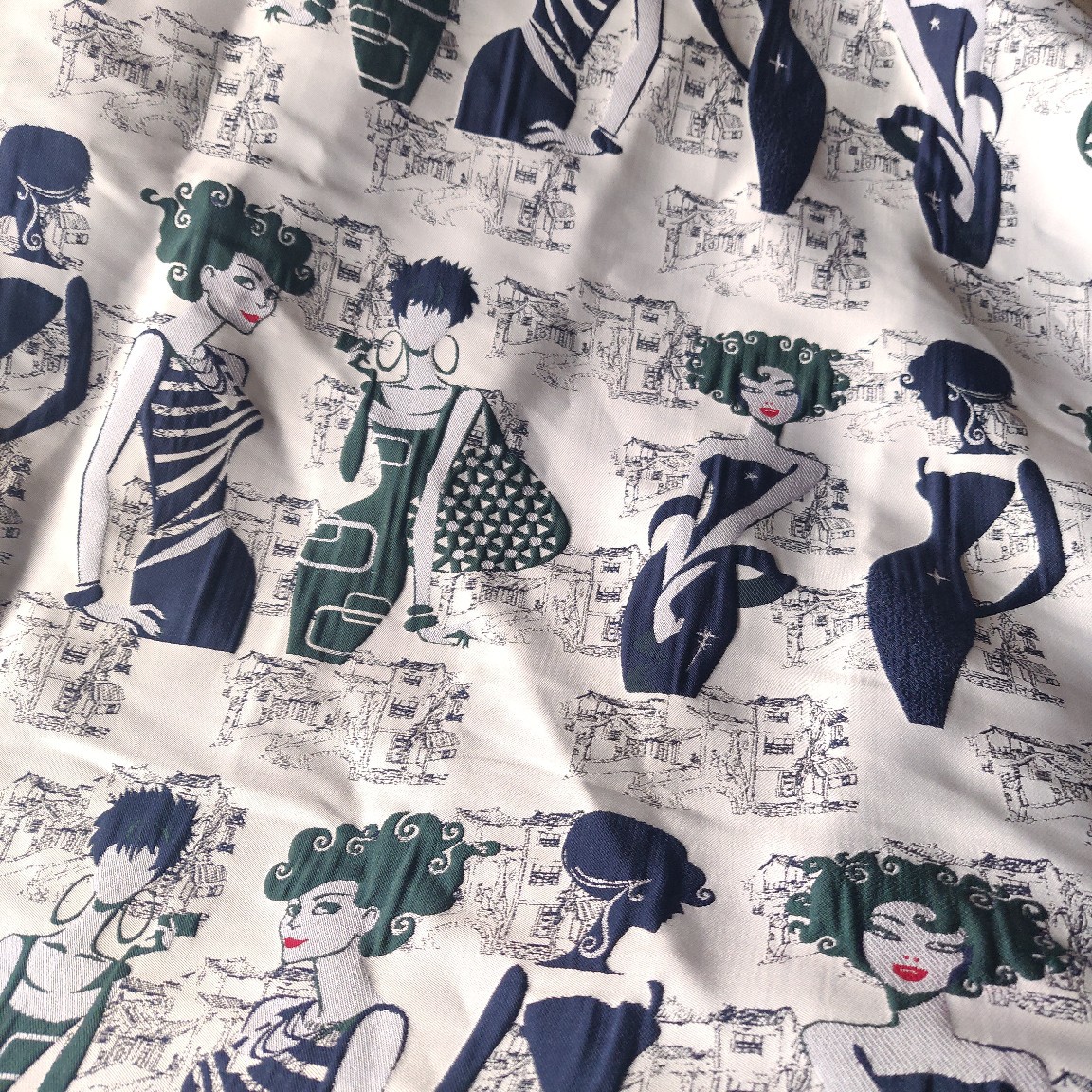 色织提花面料摩登女郎时髦女郎提花布料连衣裙包包服装面料