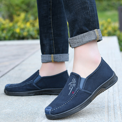 Canvas shoes men's spring and autumn casual shoes breathable soft-soled slip-on loafers low-top men's shoes