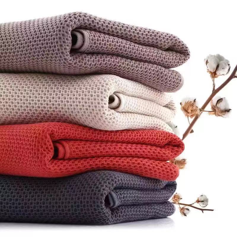 Cotton bath towel square towel waffle honeycomb gauze Japanese style hotel pure cotton absorbent soft silent culture