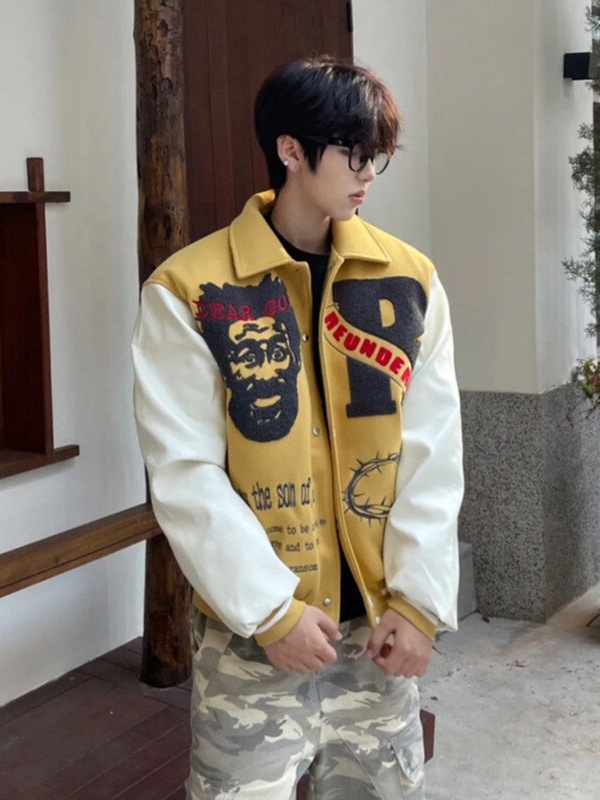 杨博文同款翻领棒球服男春季美式复古网红潮爆款拼接撞色工装夹克|undefined