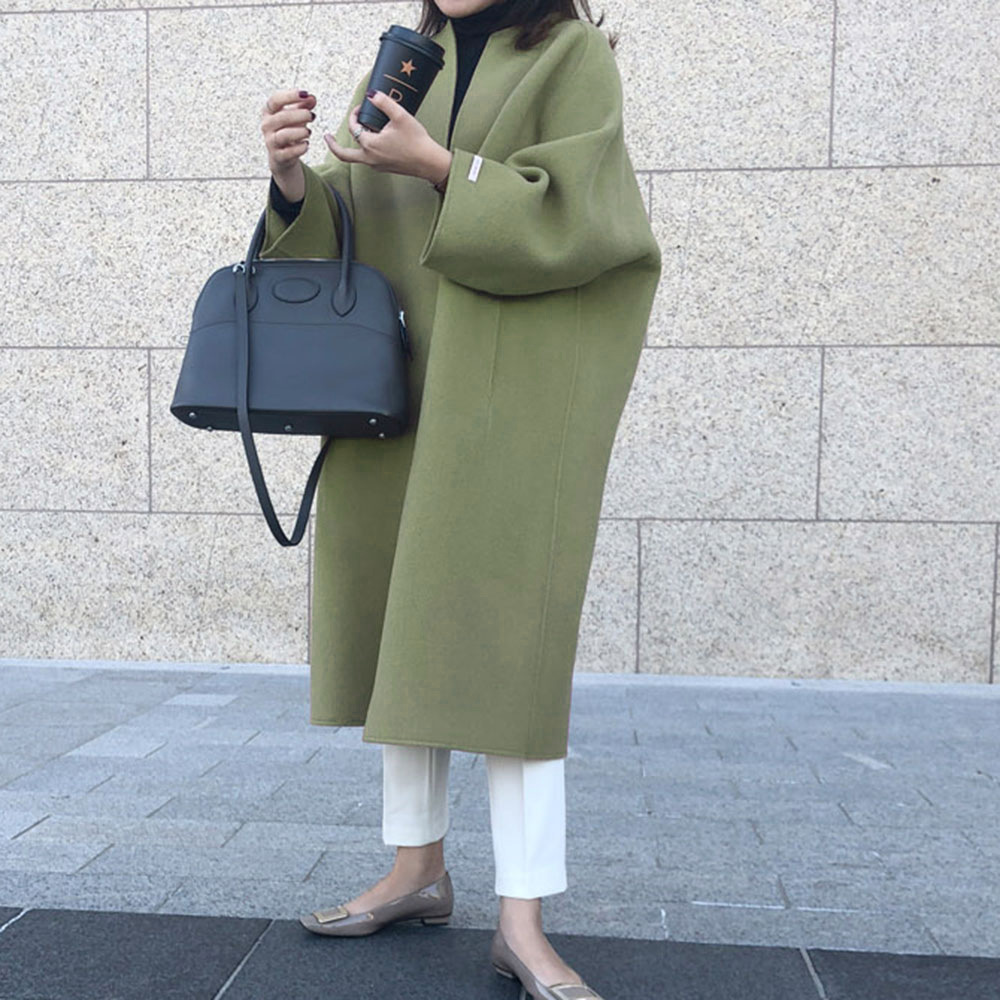 Women's Autumn Winter New Style Coat Pure Color Commute Straight Loose New Version Cotton Polyester Long Sleeve Coat display picture 10