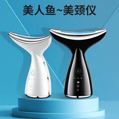 首のしわやほうれい線を薄くするカラーライトネック美容器、マイクロカレントフェイシャルリフティングと引き締めマッサージャー