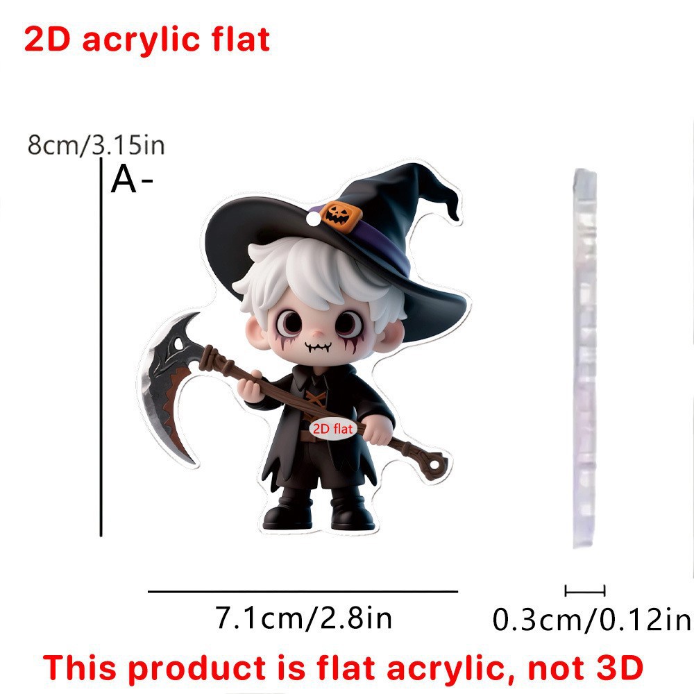 Transfronterizo nuevo Halloween calabaza linterna hoz araña 2D plano acrílico mochila colgante de coche llavero