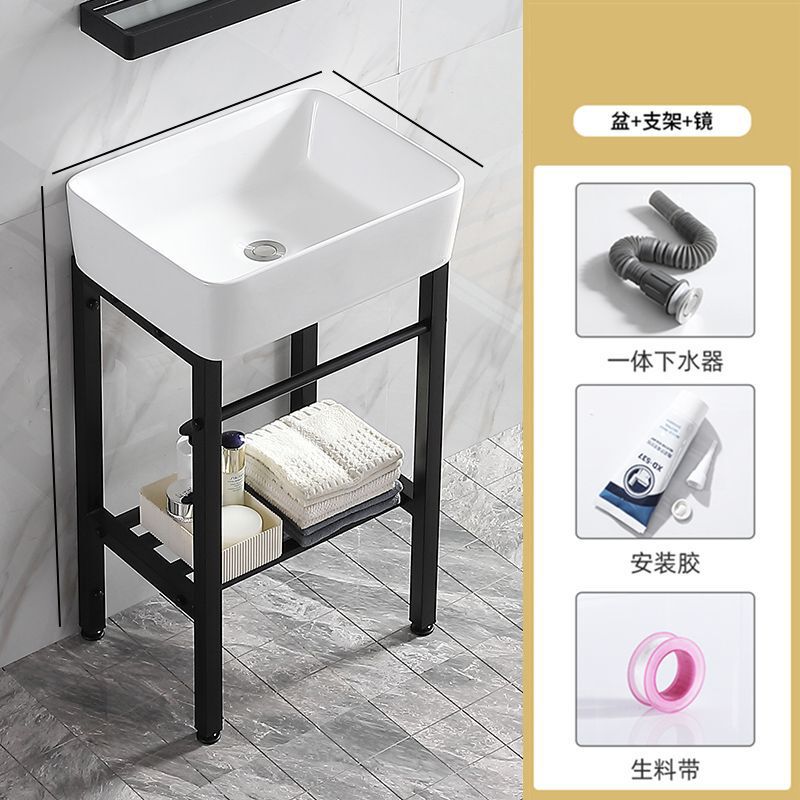 防锈卫生间易清洁小户型简装公寓落地式工程酒店洗手盆陶瓷一体盆|undefined