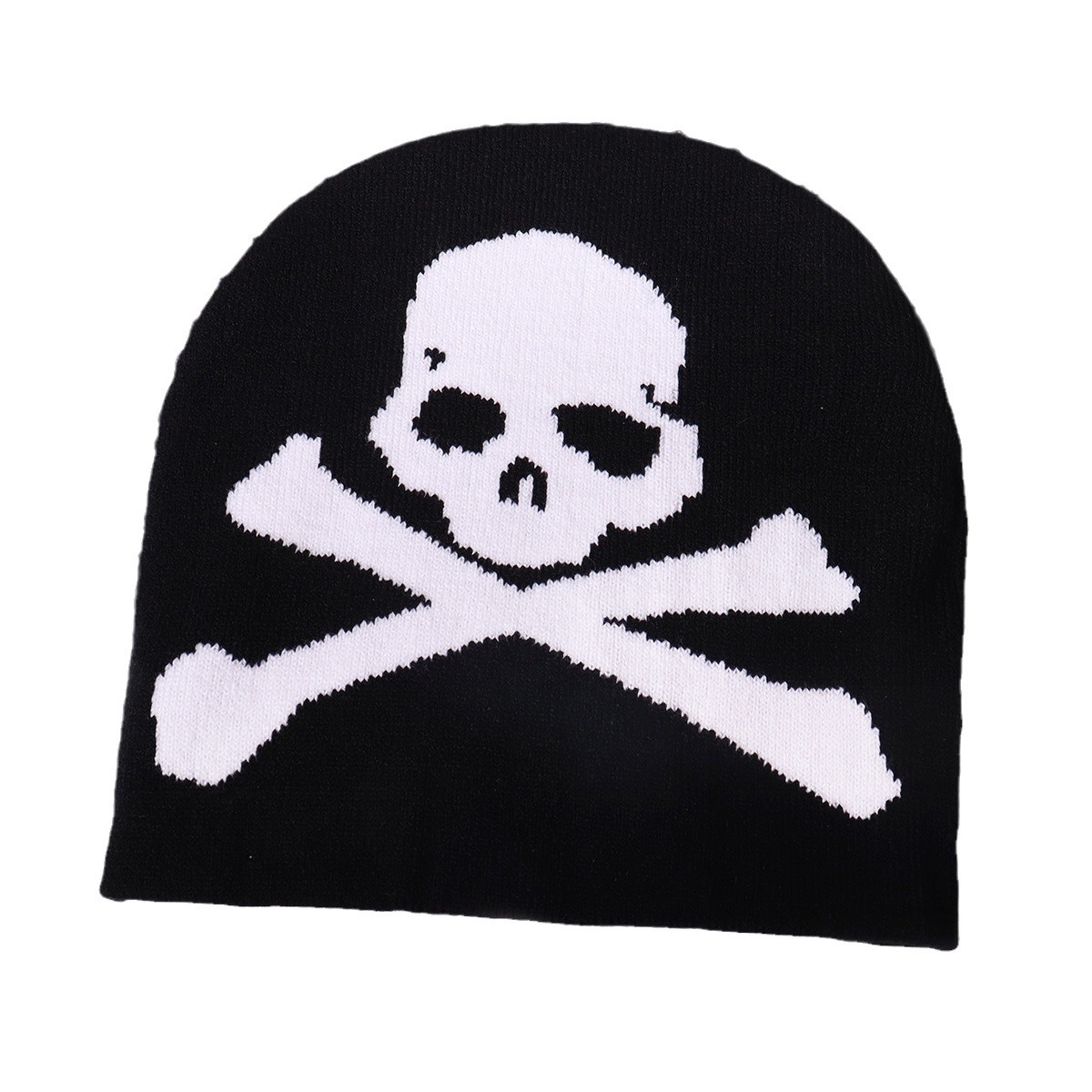 Unisex Y2K Gothic skull pattern jacquard knit hat outdoor warm personality casual_voghion.com