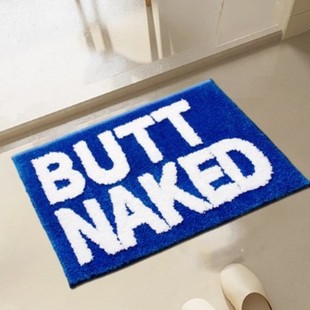 Cross-border Simple Letter Blue Flocking Tufted Bathroom Absorbent Carpet Bathroom Bedroom Non-slip Floor Mat Bedside Blanket