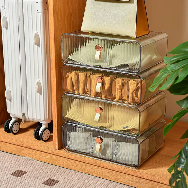 Drawer-type Full Transparent Household Laminated Underwear Storage Box Dustproof Underwear Socks Three-in-one Japanese Style
