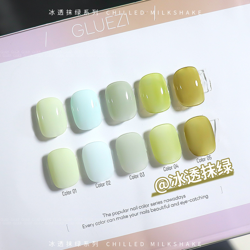 Nail polish glue wholesale cross-border special small set of fresh hot selling ice transparent green nail glue nail salon