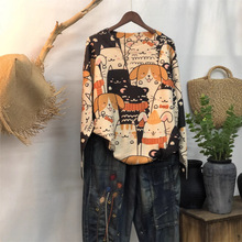 欧货卡通动物印花圆领毛衣女2025秋冬新款时尚休闲宽松百搭慵懒风