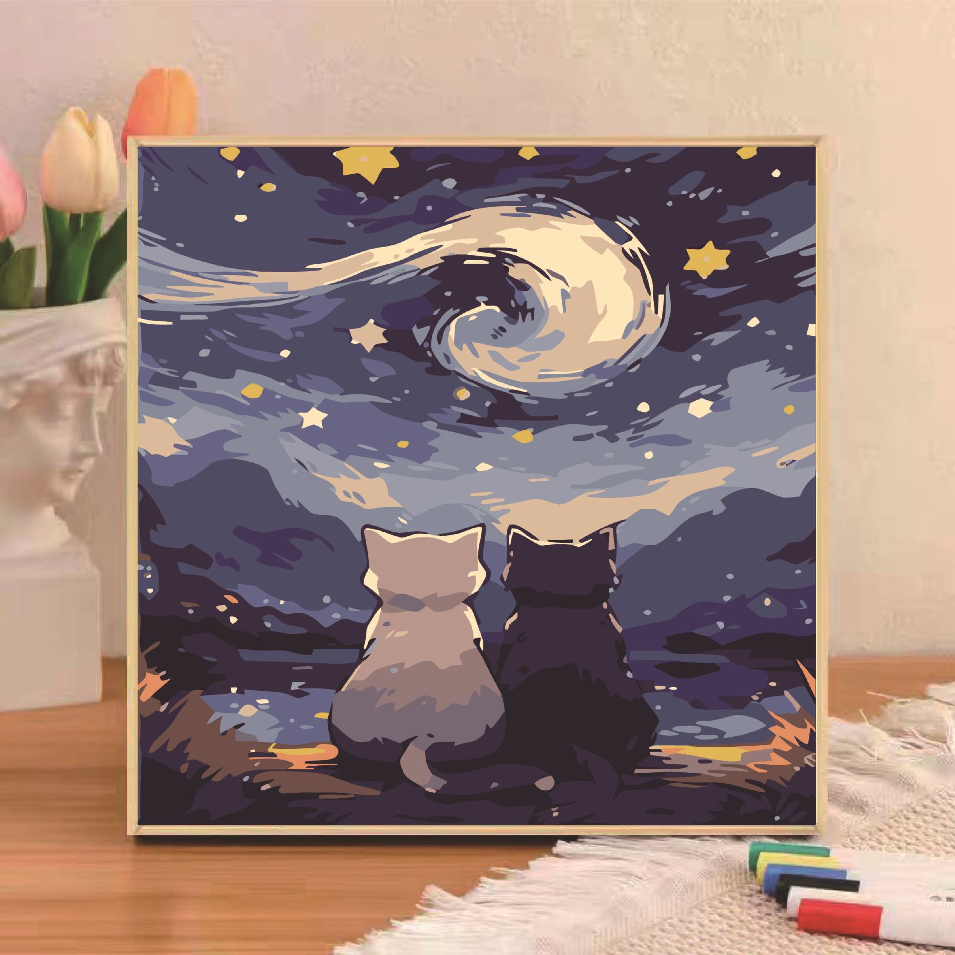 Pintura al óleo digital diy niños pequeños dibujos animados de tamaño pequeño dibujo a mano simple relleno de pintura acrílica