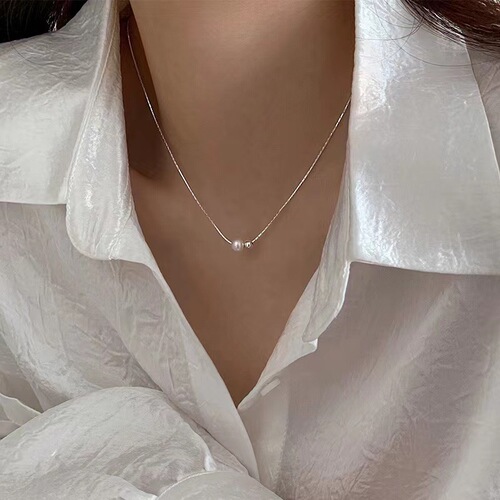 925 silver-plated pearl clavicle chain niche design light luxury necklace new hot style high-end sense