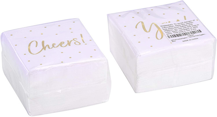 Transfronterizo 18g 25X25cm toalla de cóctel servilletas estampadas de madera 2 capas 3 capas fiesta de boda