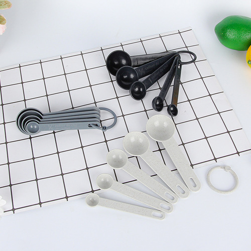 Five-piece measuring spoon set with scale children's plastic measuring spoon coffee spoon spoon kitchen cooking measuring teaspoon logo