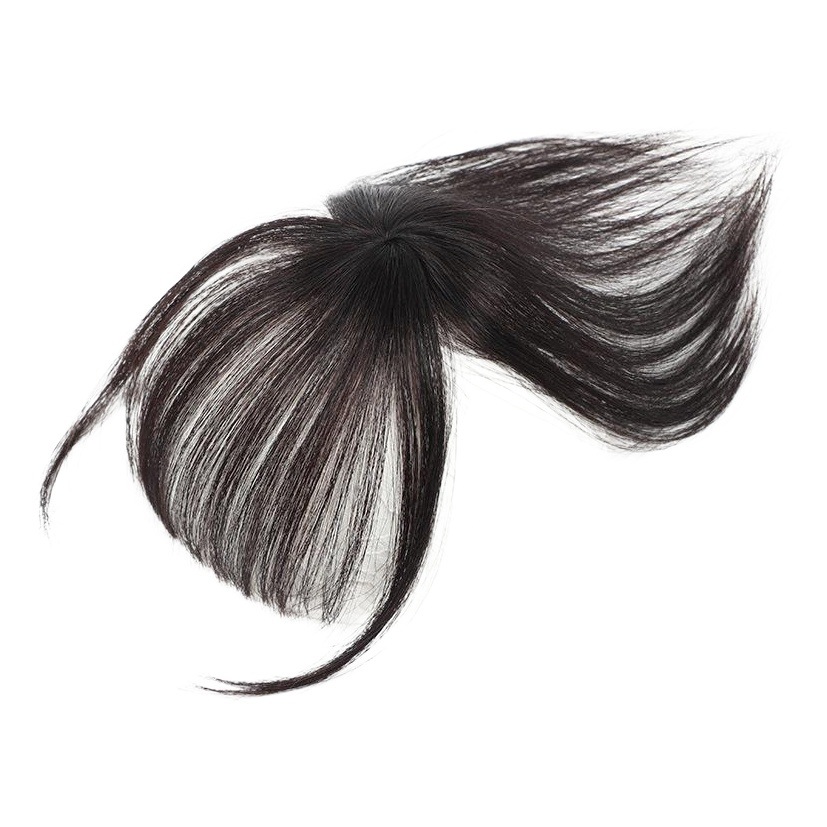 Lleno tejido a mano moda 3D aire Bangs peluca pieza real cabello humano Delgado mini recto Bangs peluca pieza