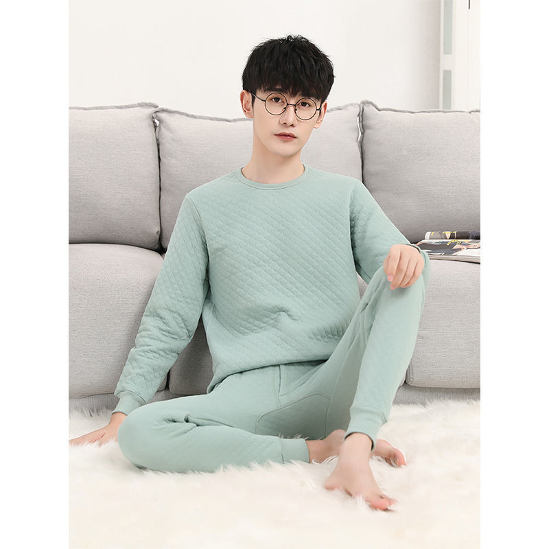 10 대 남학생과 중학생 3 층 두꺼운 면 가을 옷 가을 바지 면 열 속옷 세트 겨울