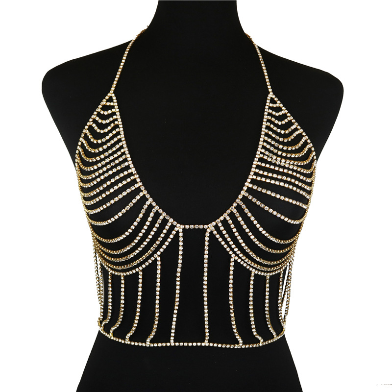 Sexy Mesh Fringed Body Chain European And American Hollow Full Of Diamonds Body Chain display picture 4