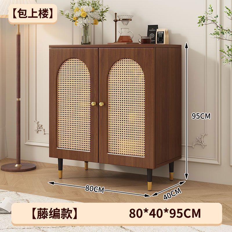 法式餐边柜现代简约藤编储物柜子家用餐厅茶水柜厨房收纳橱柜边柜|undefined