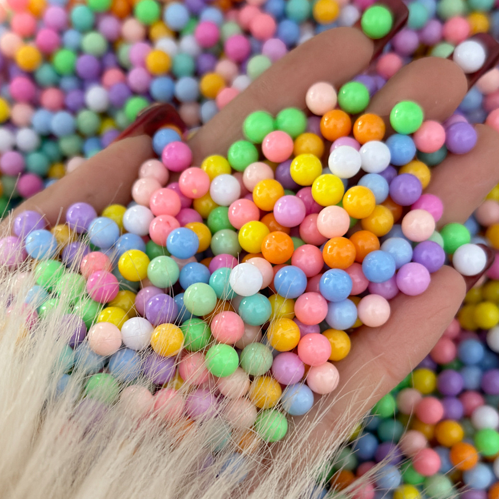 Cuentas sueltas de perlas, perlas de crema, accesorios de resina, accesorios de bricolaje, accesorios de cuentas, bolsas de cuentas de color sólido sin agujeros de perlas de imitación