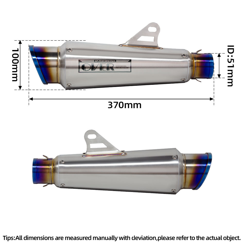 Motorcycle R3 Mt07 Z900Z400 450Sr Modified Exhaust Pipe Shark Mouth Blue at Both Ends Universal Tail Section