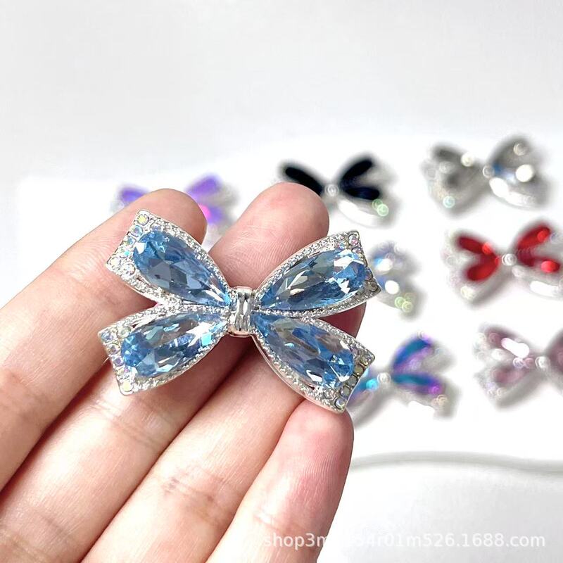 合金多彩水晶蝴蝶结直孔散珠串珠DIY手机链钥匙链包链饰品配件|undefined