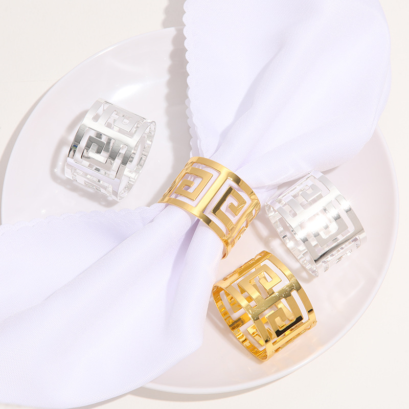 Nuevo hotel Boca tela anillo comida occidental palabra servilleta hebilla servilleta anillo metal vajilla Mesa servilleta anillo