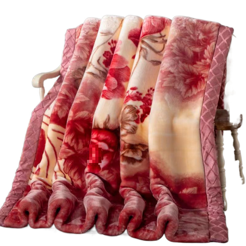 더블 레이어 두꺼운 겨울 라셀 웨딩 담요 퀼트 학생 기숙사 더블 담요 웨딩 담요 레드 드래곤 마이