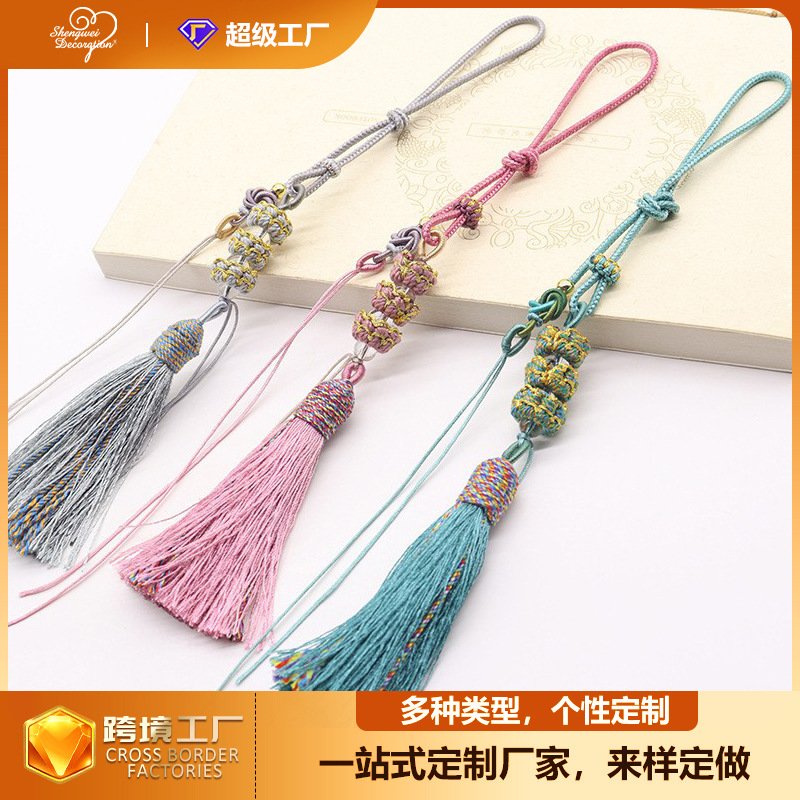 定制曼陀罗书签流苏挂坠古风蜜蜡吊须中国结莲花线圈穗子 配件翡