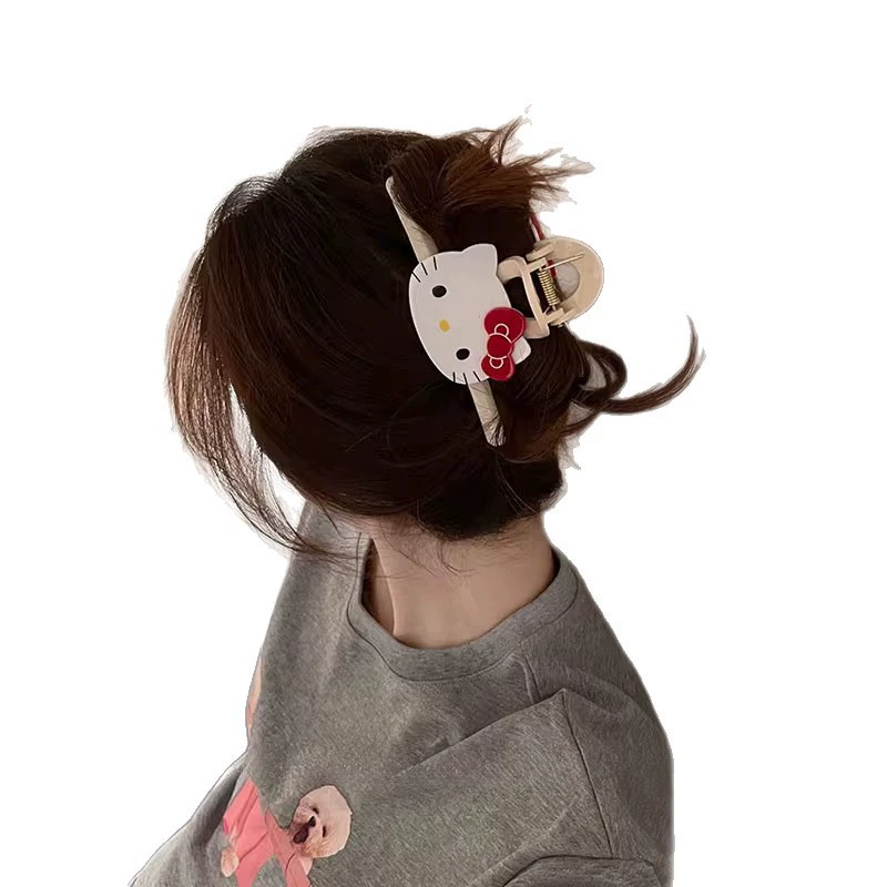 Зажим для волос (Hello Kitty) милый пластиковый заколка для волос белый или розовый лёгкий 25 г