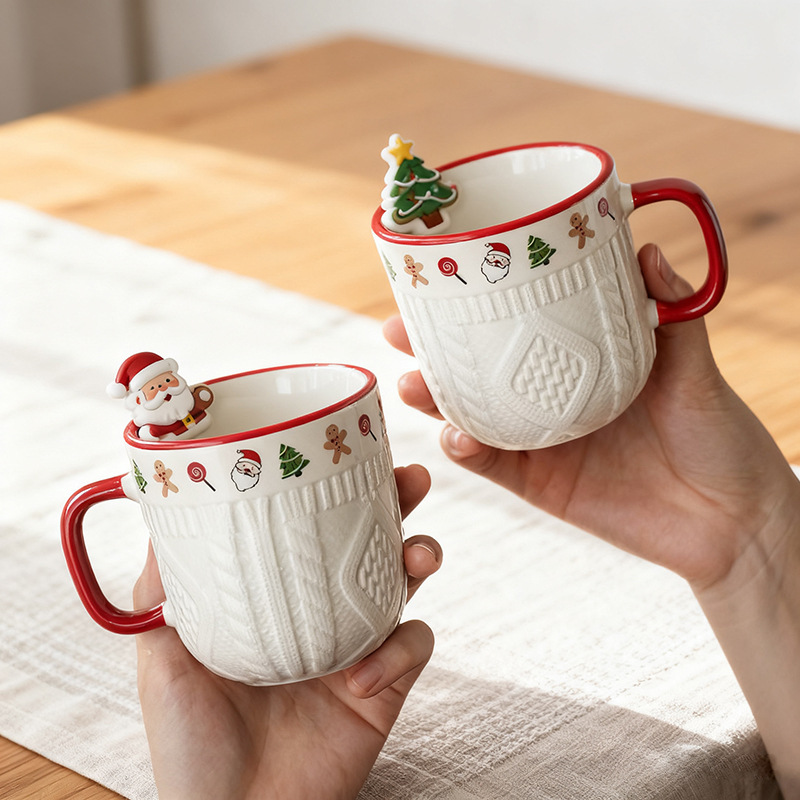 圣诞创意咖啡杯水杯陶瓷马克杯早餐牛奶杯家用办公室茶杯小众批发