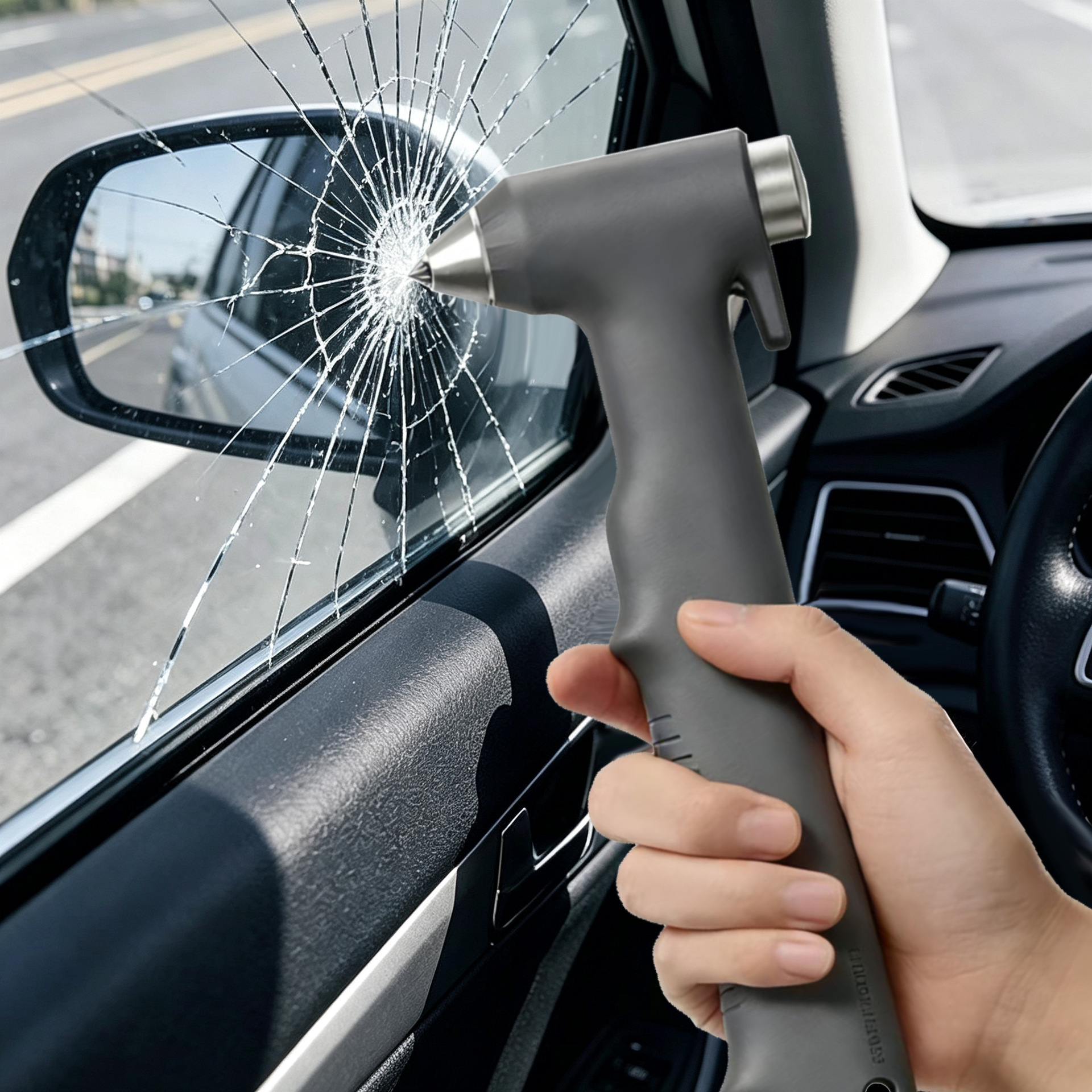 New safety hammer for cars, multifunctional escape hammer, dual-layer glass car self-defense hammer, one-second window breaker
