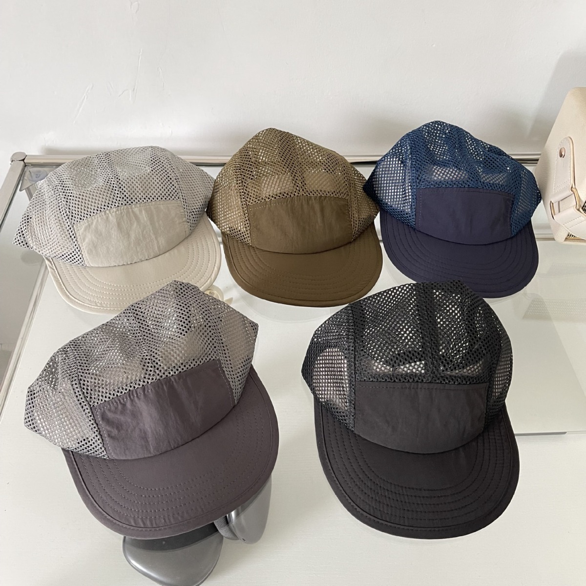 韩国工装五片帽鸭舌帽女夏季休闲薄款透气棒球帽网帽运动露营帽子