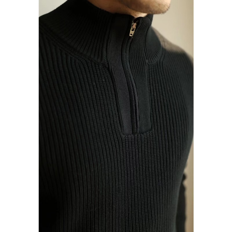 Half Zip Stand Up Collar Sweater, Men's Autumn And Winter Knitted Sweater, Thread Sweater, Hoodie Trend_voghion.com