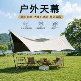 黑胶防晒天幕户外露营防雨遮阳棚稳固抗风多场景适用源头工厂批发