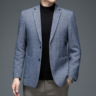 Men's Spring & Fall New Wool Suit Jacket Business Casual High Quality Large Size Young and Middle-Aged Men's Woolen Jacket