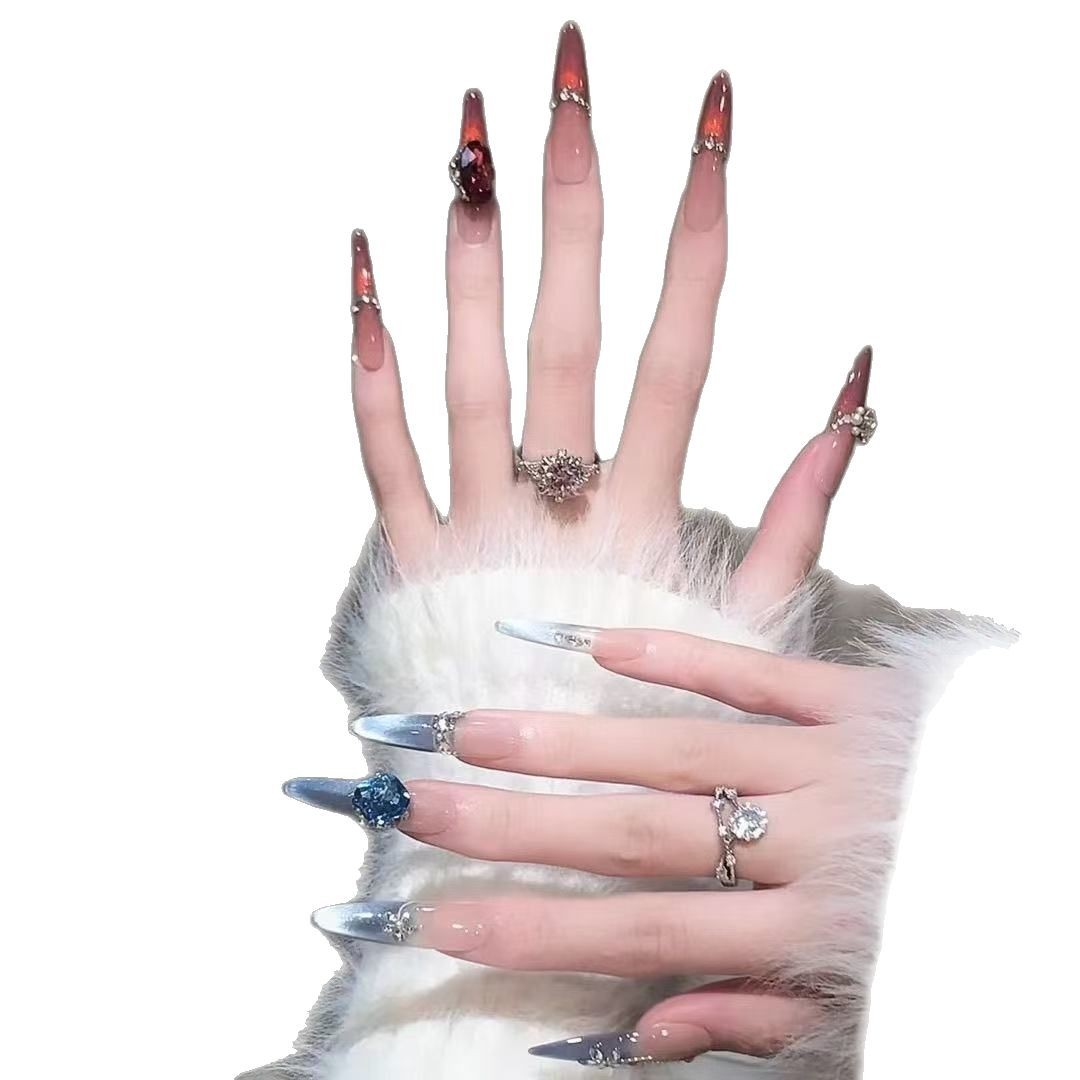 [Ojos de gato de dos colores] Estilo francés Ao Bing CP bicolor parpadeantes uñas de ojos de gato con temperamento y ambiente blanco puro hecho a mano