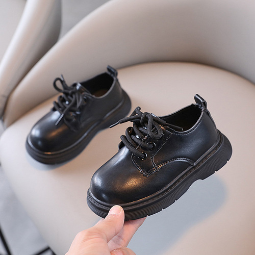 Boys' Leather Shoes 2024 New Children's Foreign Trade Leather Shoes Single Shoes Solid Color Casual Small Leather Shoes British Style Fashion Children's Shoes