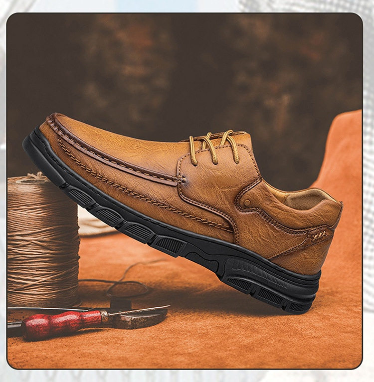 Giày da nam cỡ lớn mũi tròn đế bằng phong cách thường ngày — 18030 màu kaki, 18030 màu vàng nâu, 18030 màu đen, 18030, màu nâu sẫm chi tiết 8