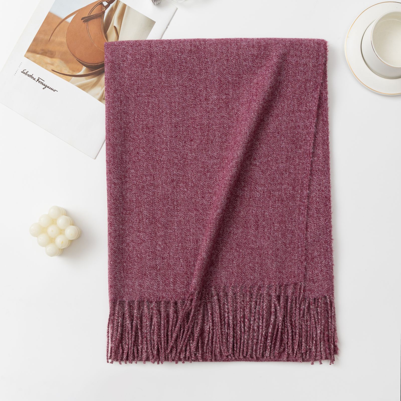 Bufanda ancha de cachemir para mujer, estilo chal de invierno de alta calidad, color liso con bordado floral, cálida para dama