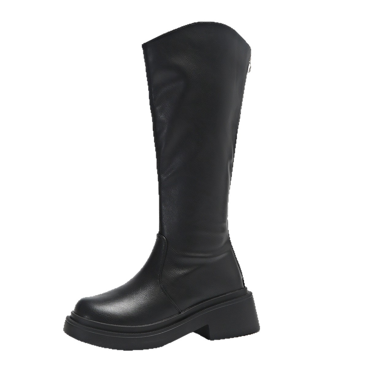 Neue Damenmode Herbst/Winter 2025: Runde Zehenpartie, modische Absätze, Reißverschluss hinten, hohe Stiefel im Retro-Stil._voghion.com